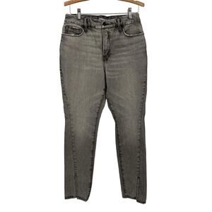 Good American Gray Wash Front Slit Slim Straight Jeans Women’s Size 6/28